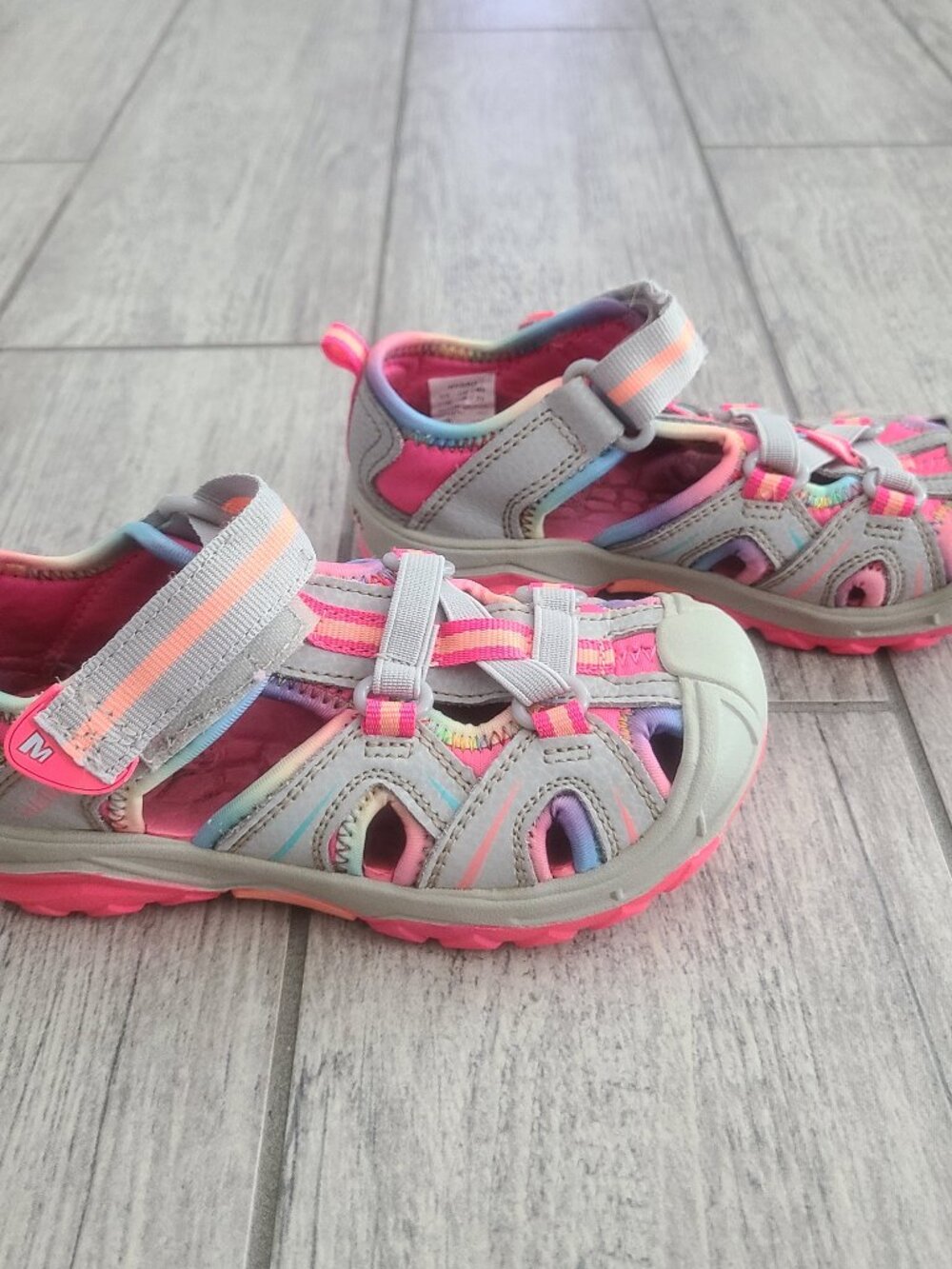 Merrell Hydro Sandals Gray Pink Water Shoes Toddler Girls Size 11M